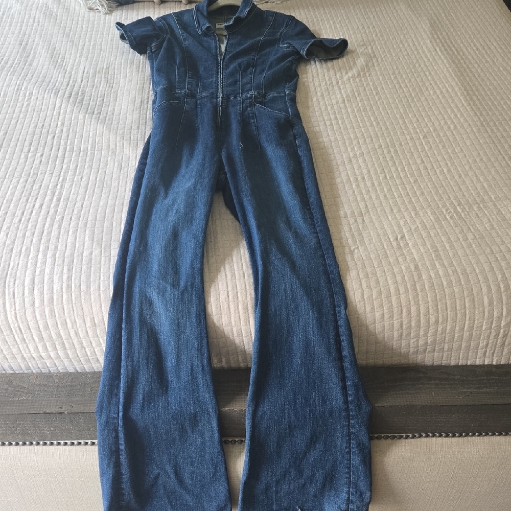 We The Free Blue Denim Overalls